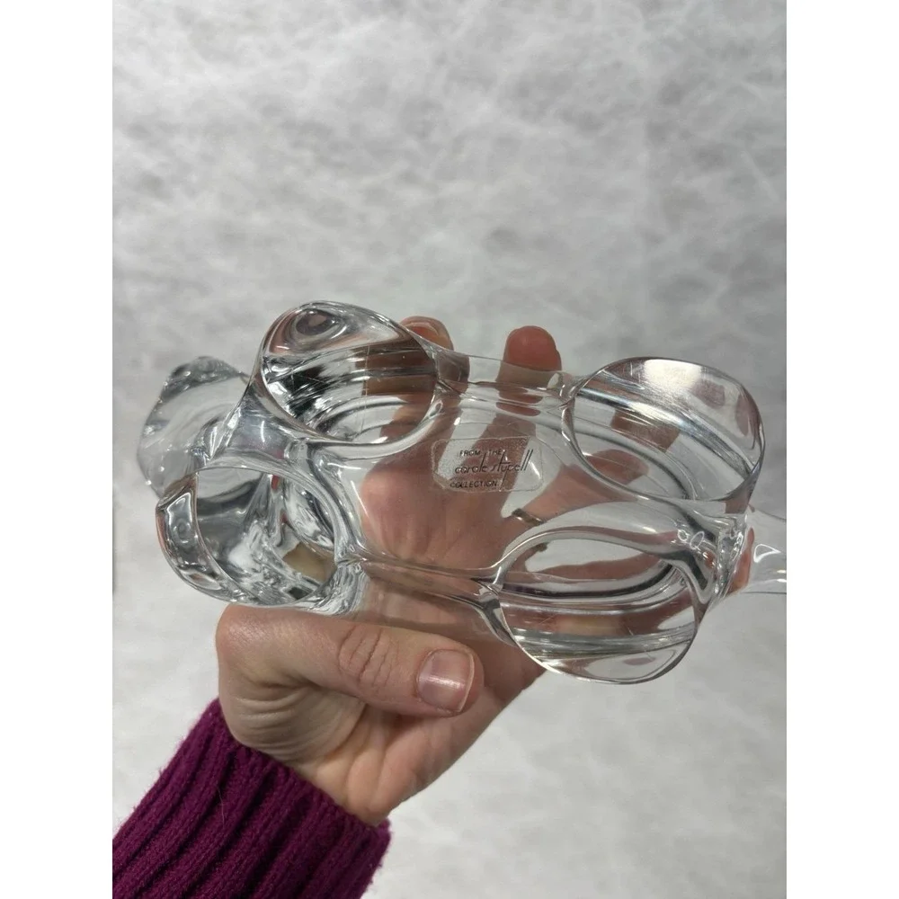 Carole Stupell Collection Clear Glass Cat Figurine Dish Trinket Bowl Vintage Art